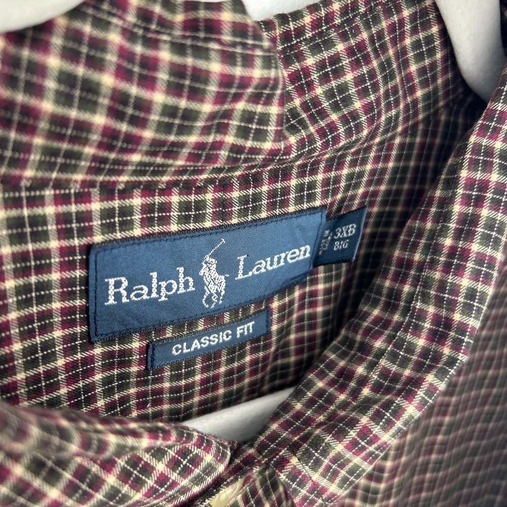 POLO RALPH LAUREN‎ Size 3XB Big Mens Oxford Cloth Button Shirt Red Maroon Long - Picture 5 of 7